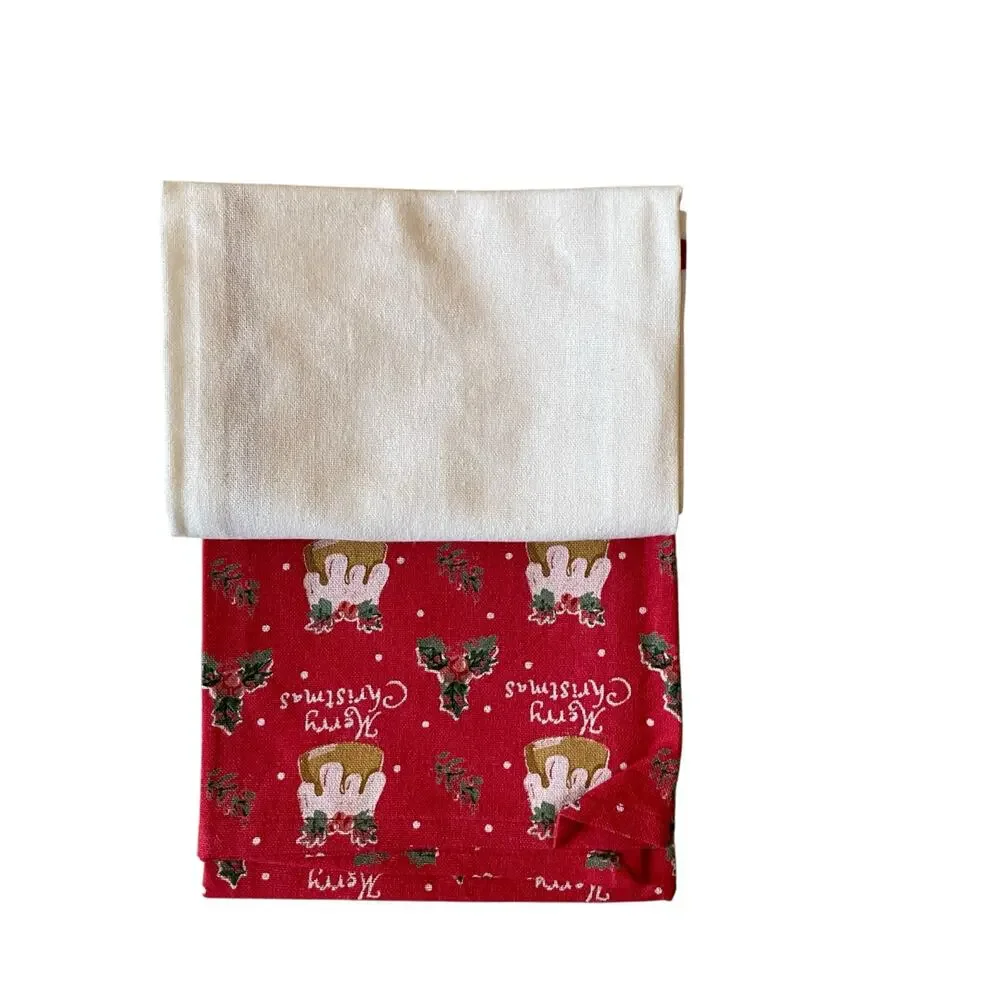 Mahogany MERRY CHRISTMAS Kitchen Towels 18X28 Set of 2 Cotton NEW